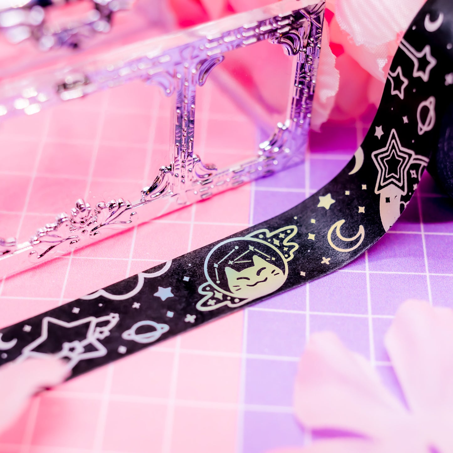 Meowter Space - holographic foil washi tape