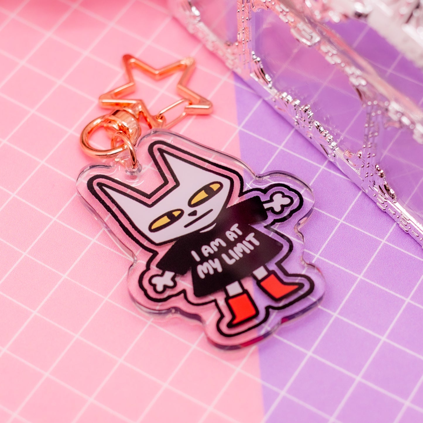 "I am at my LIMIT" cat acrylic charm / keychain