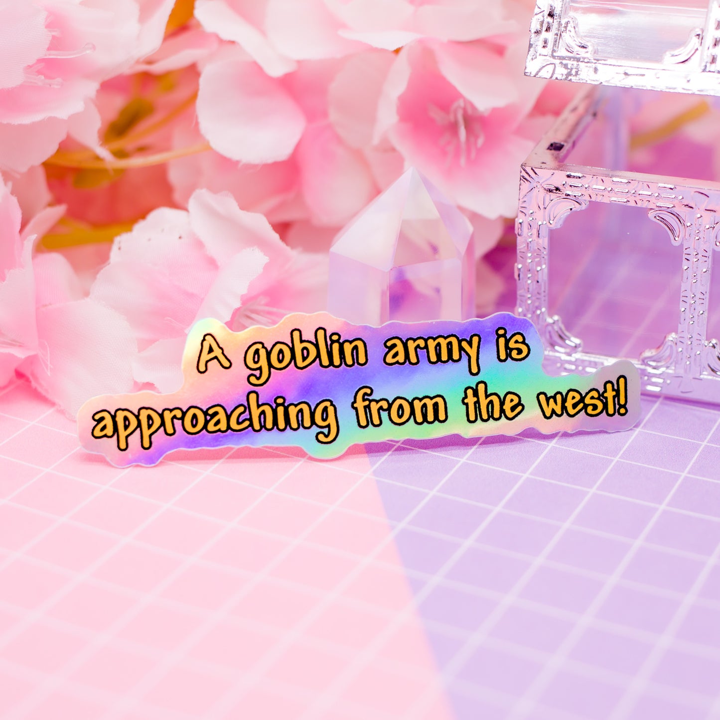 "A goblin army is approaching from the west!" Terraria inspired holographic vinyl sticker