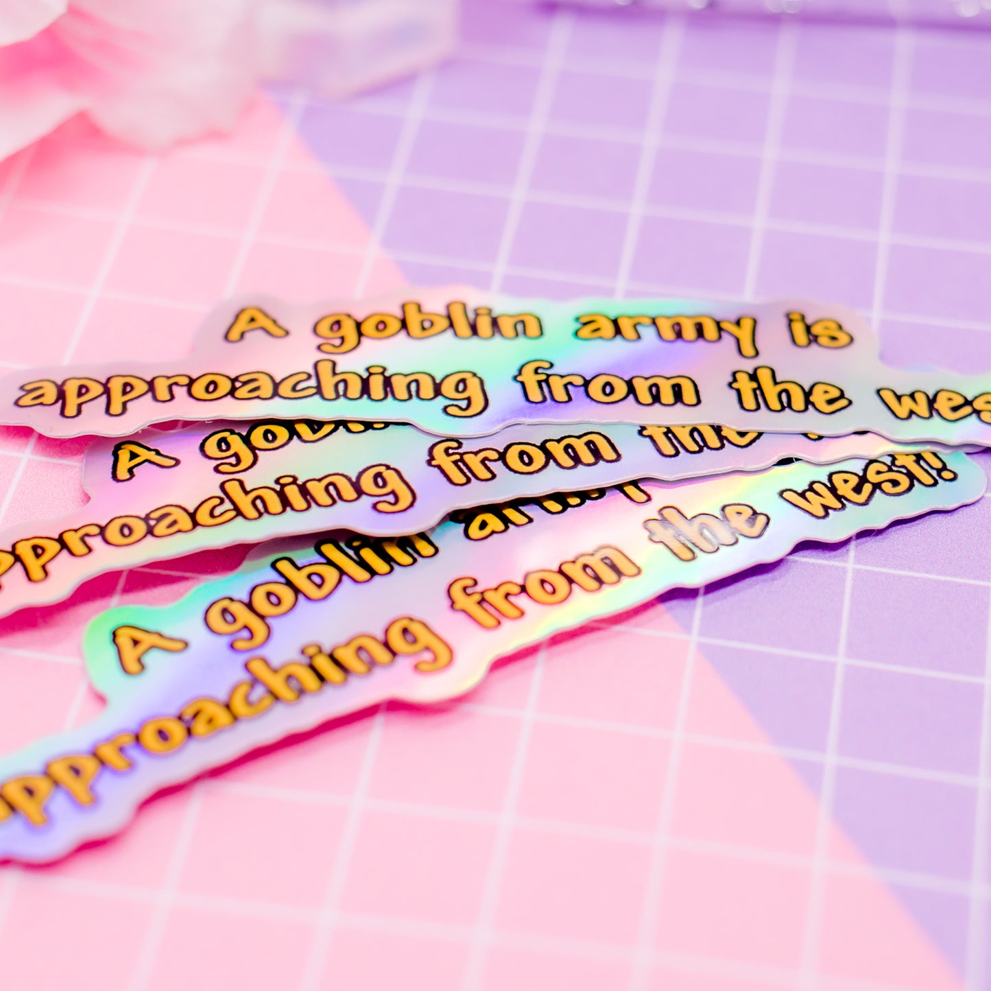 "A goblin army is approaching from the west!" Terraria inspired holographic vinyl sticker