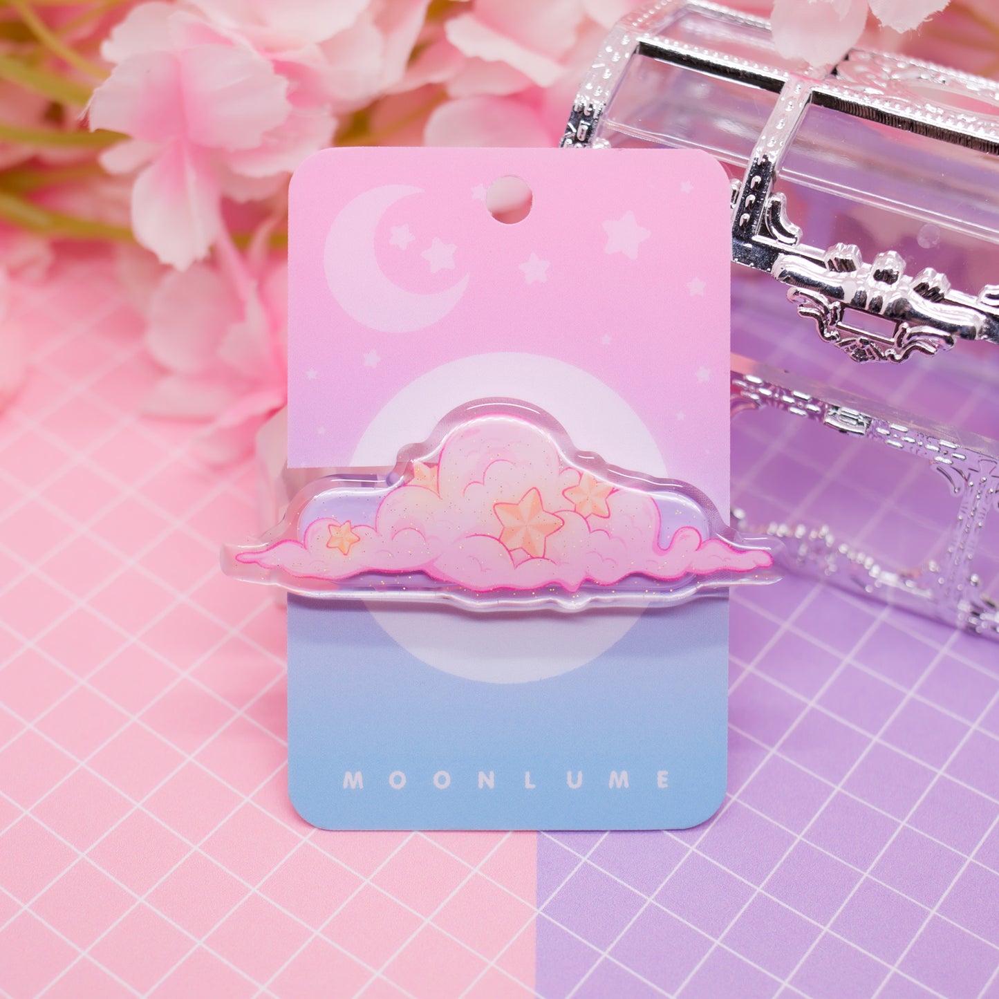 Starry Cloud acrylic hair clip (with glitter!)