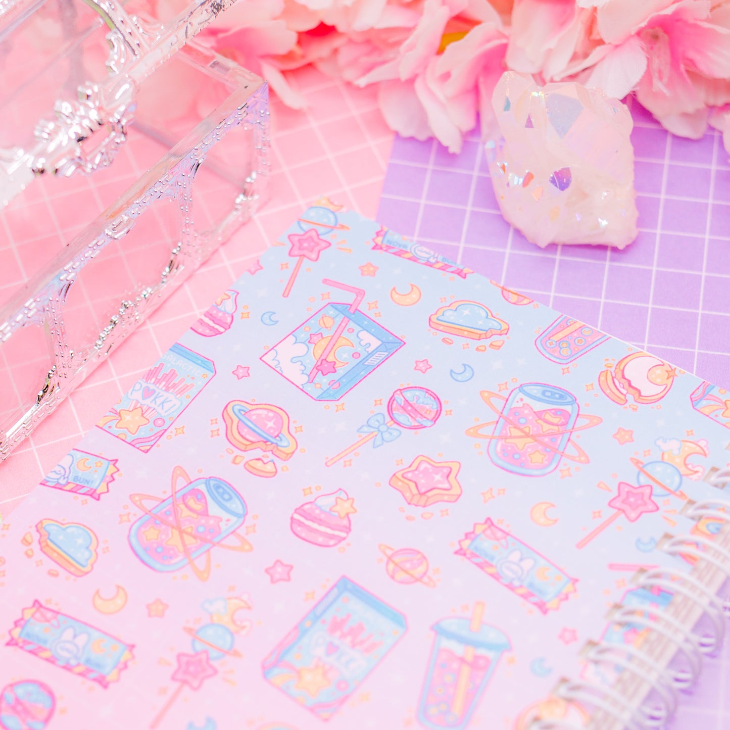 Re-usable sticker collecting book - Cosmic Snacks (A6)