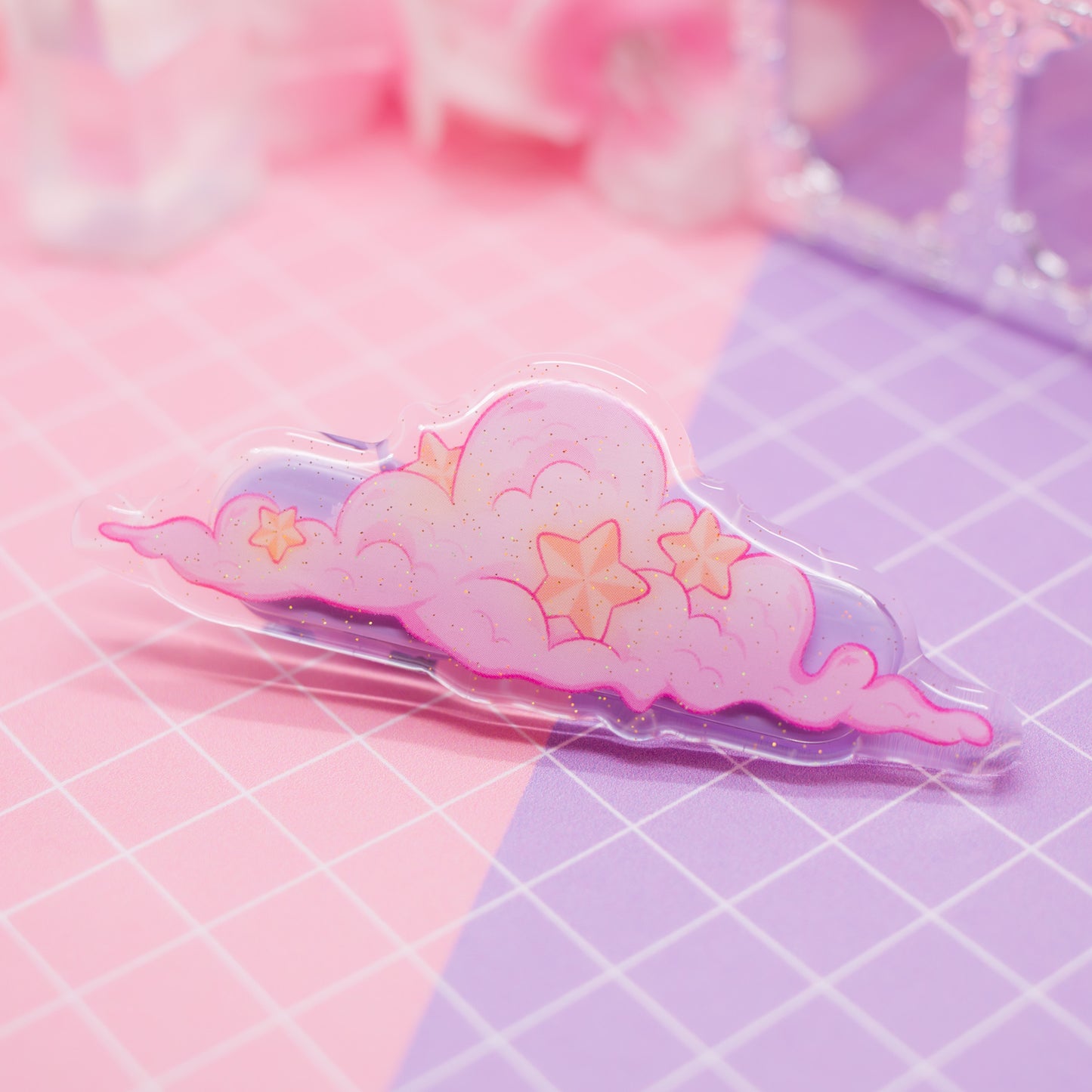 Starry Cloud acrylic hair clip (with glitter!)