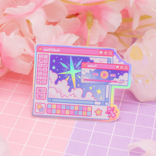 Cosmic Computer - Starry Paint UI - holographic vinyl sticker
