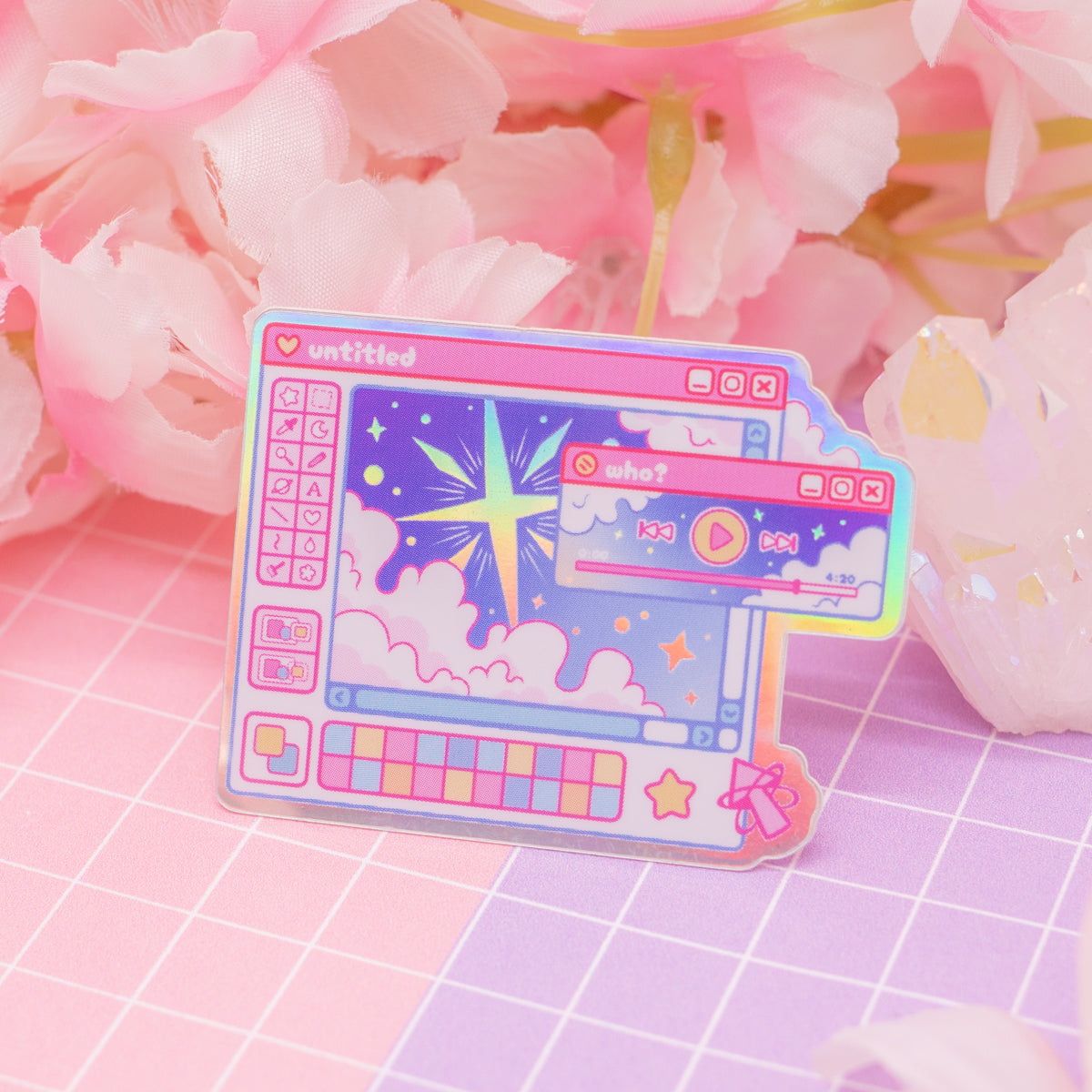 Cosmic Computer - Starry Paint UI - holographic vinyl sticker