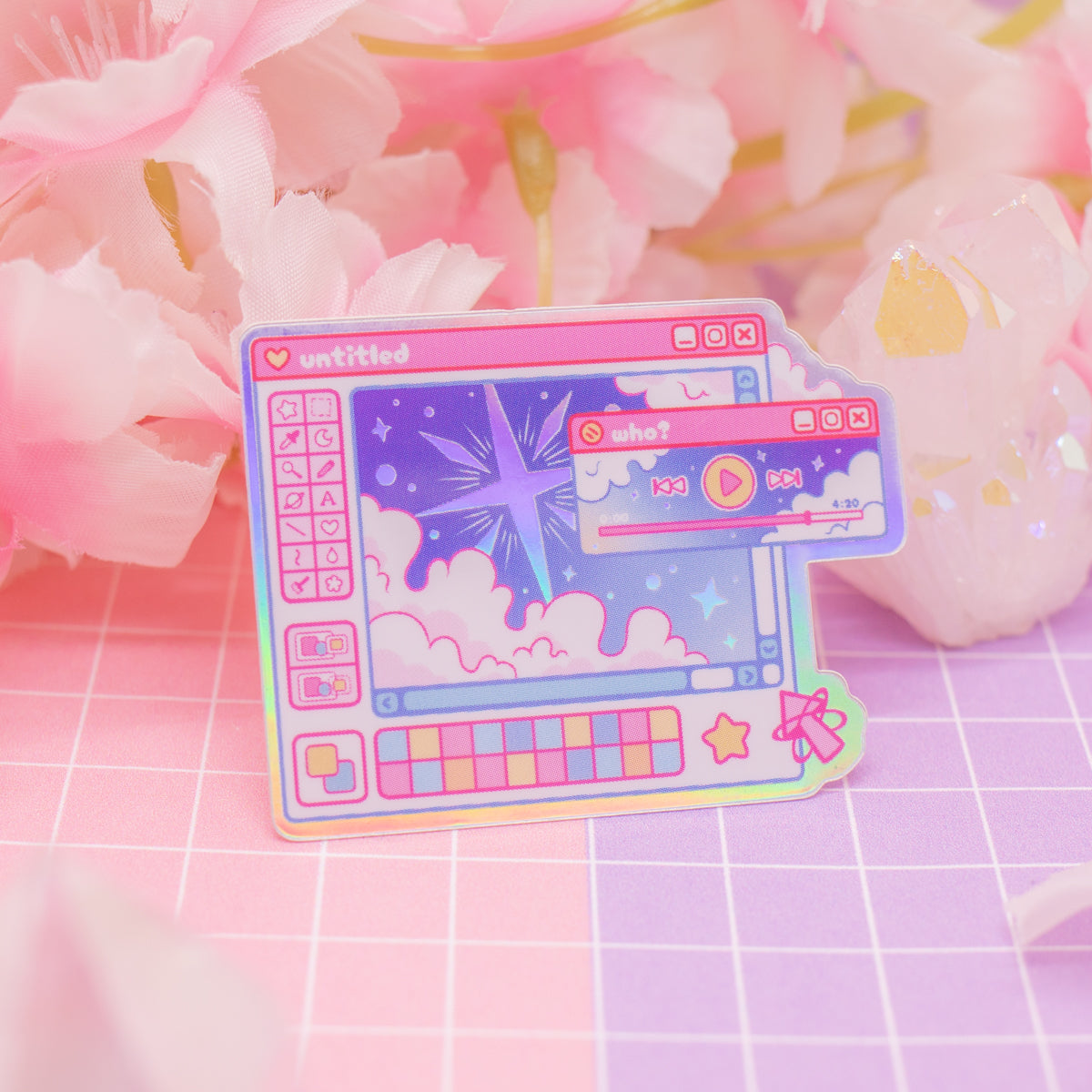 Cosmic Computer - Starry Paint UI - holographic vinyl sticker