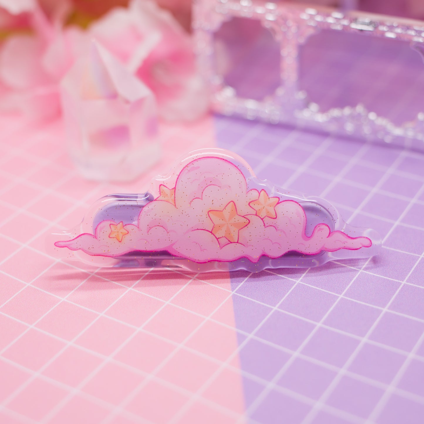 Starry Cloud acrylic hair clip (with glitter!)