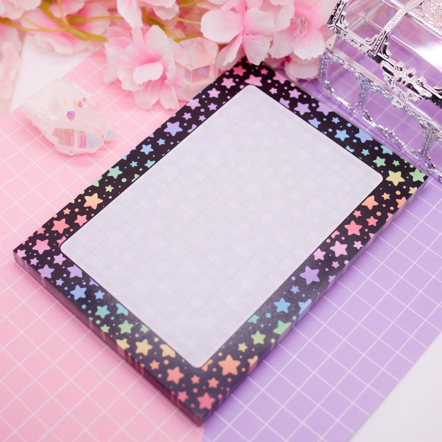 Rainbow Stars - A6 memo pad / notepad - 50 pages
