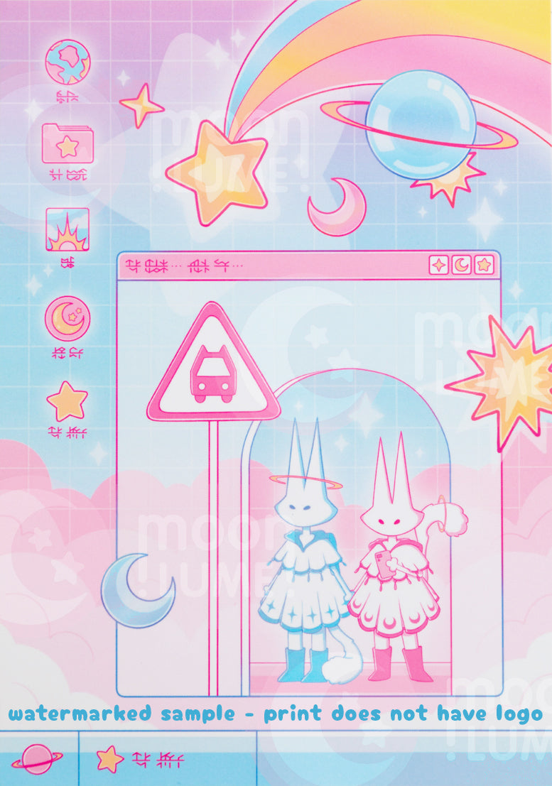 Cosmic Cat Dreamers - A5 art print (matte)