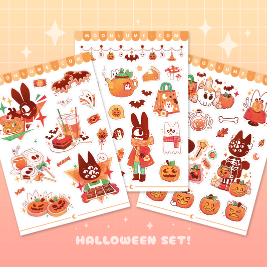 Halloween sticker sheet set - Spooky Town - matte vinyl sticker sheets