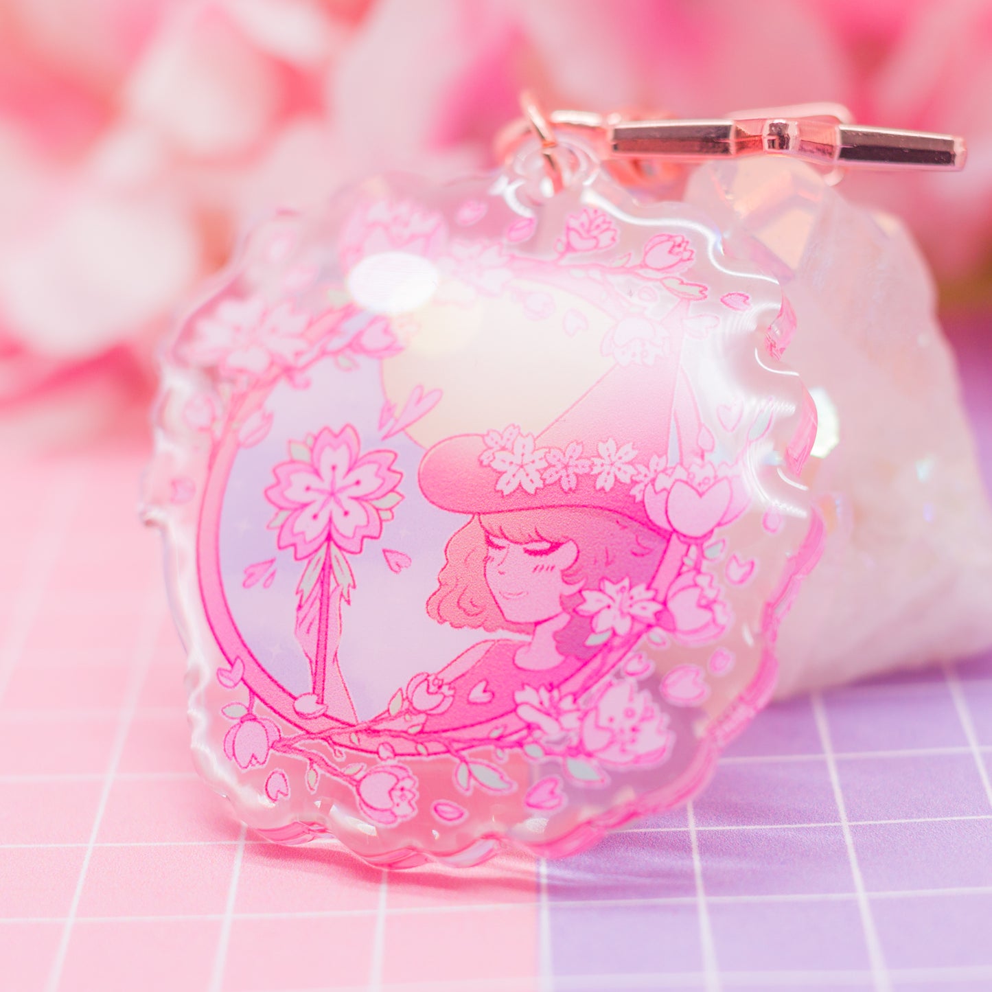 Cherry Blossom Mage - acrylic charm / keychain