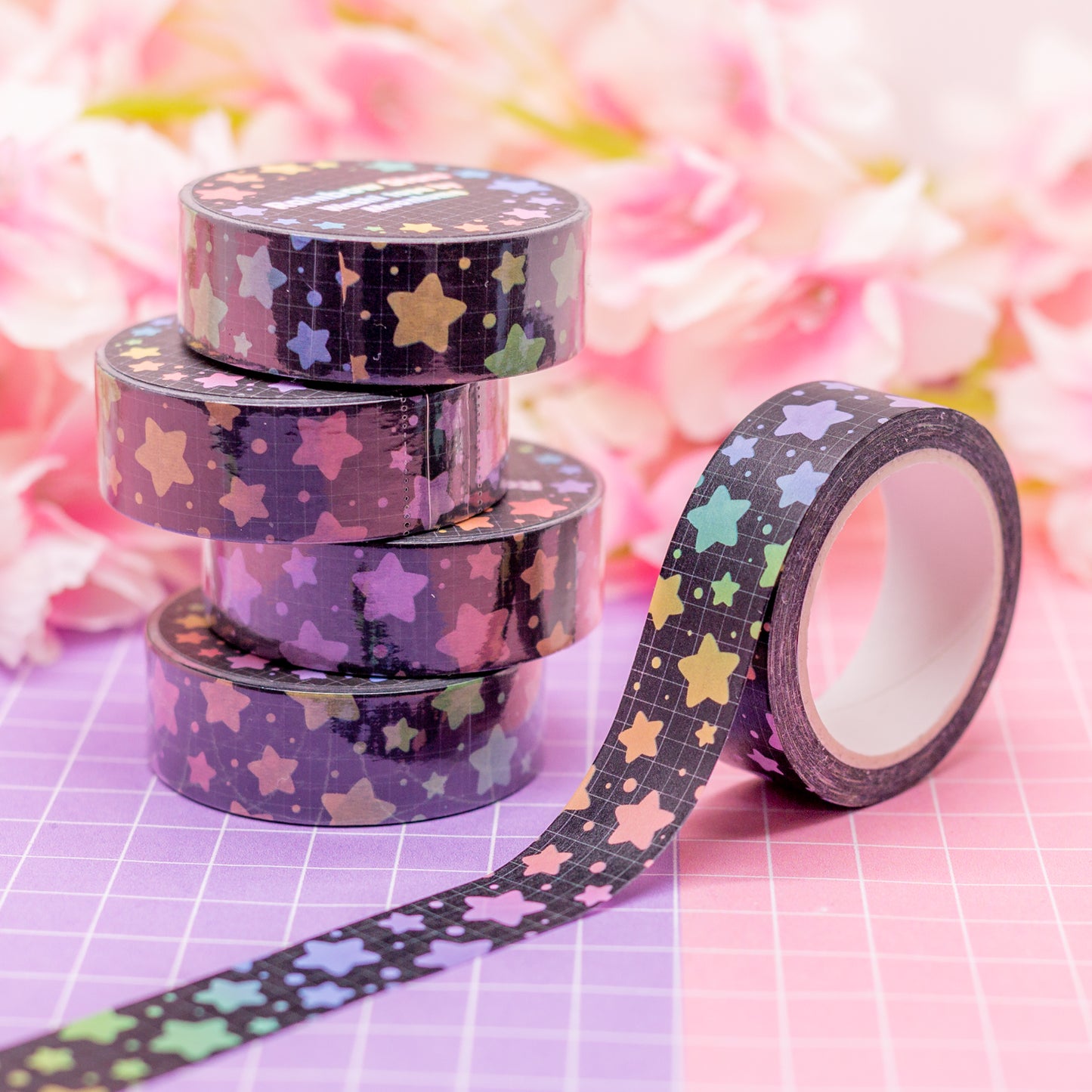 Rainbow Stars (dark) - washi tape