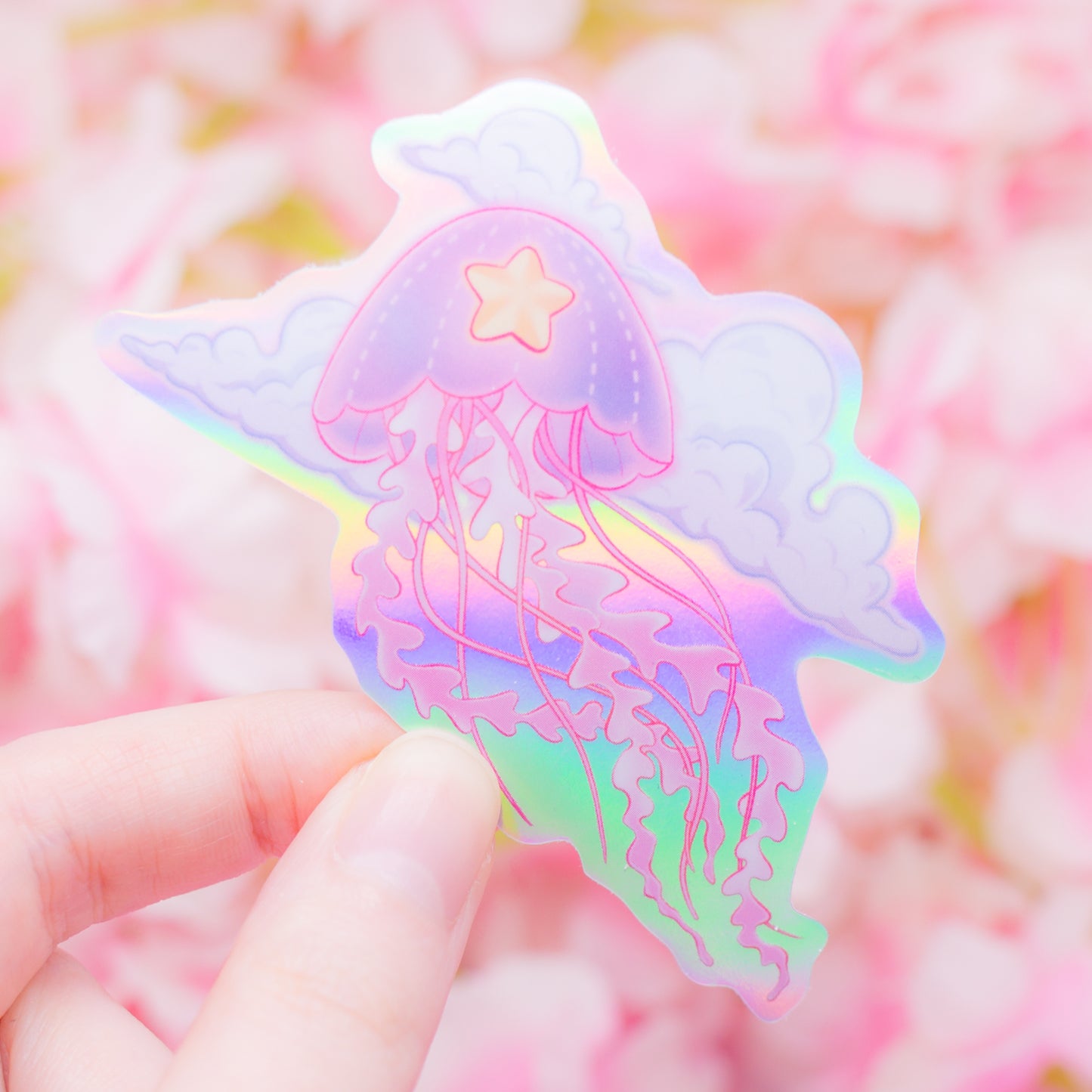 Cosmic Jellyfish - holographic vinyl sticker