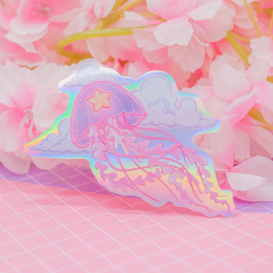 Cosmic Jellyfish - holographic vinyl sticker