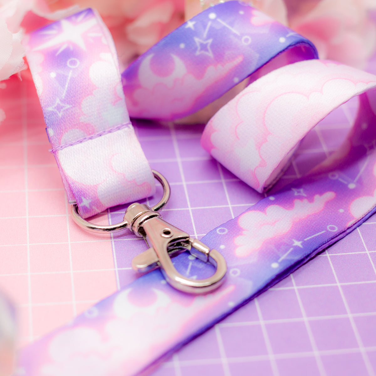 In the Clouds - dreamy pastel lanyard with lobster clasp