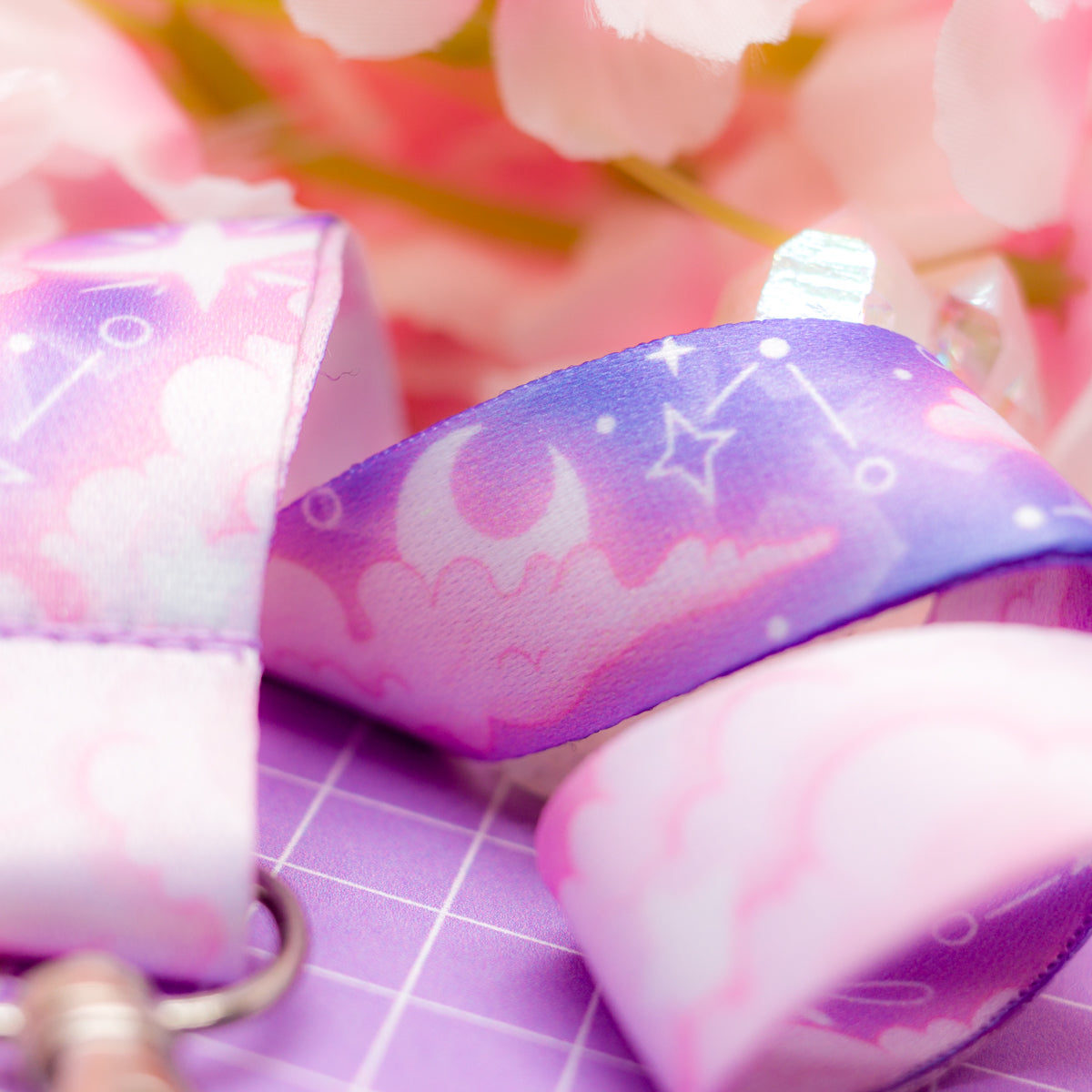 In the Clouds - dreamy pastel lanyard with lobster clasp