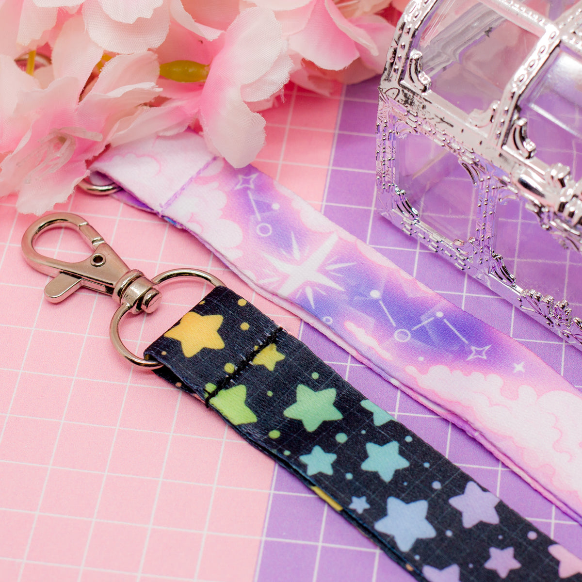 In the Clouds - dreamy pastel lanyard with lobster clasp