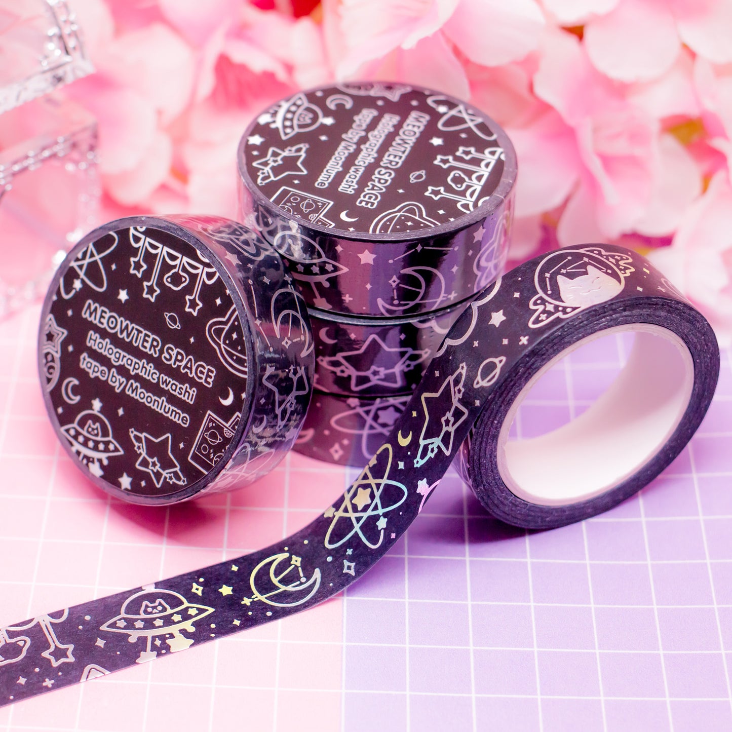 Meowter Space - holographic foil washi tape