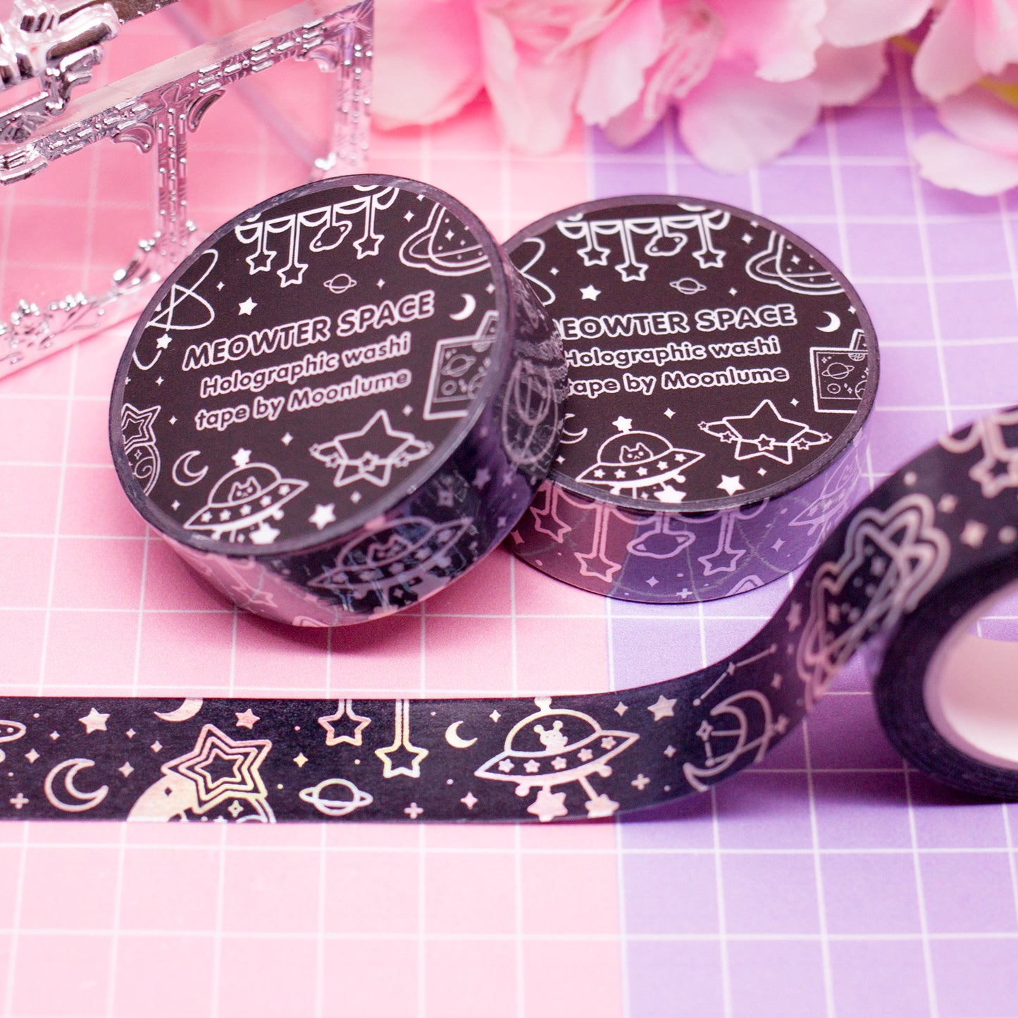 Meowter Space - holographic foil washi tape