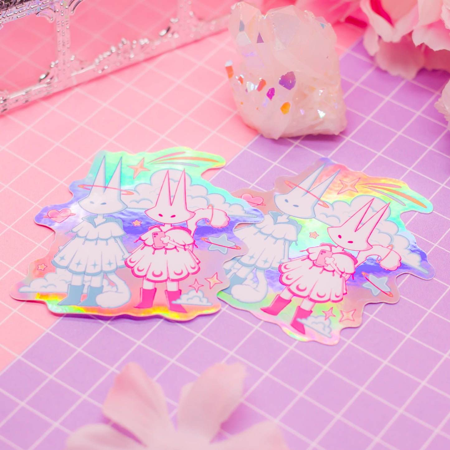 Cosmic Cat Dreamers - holographic vinyl sticker