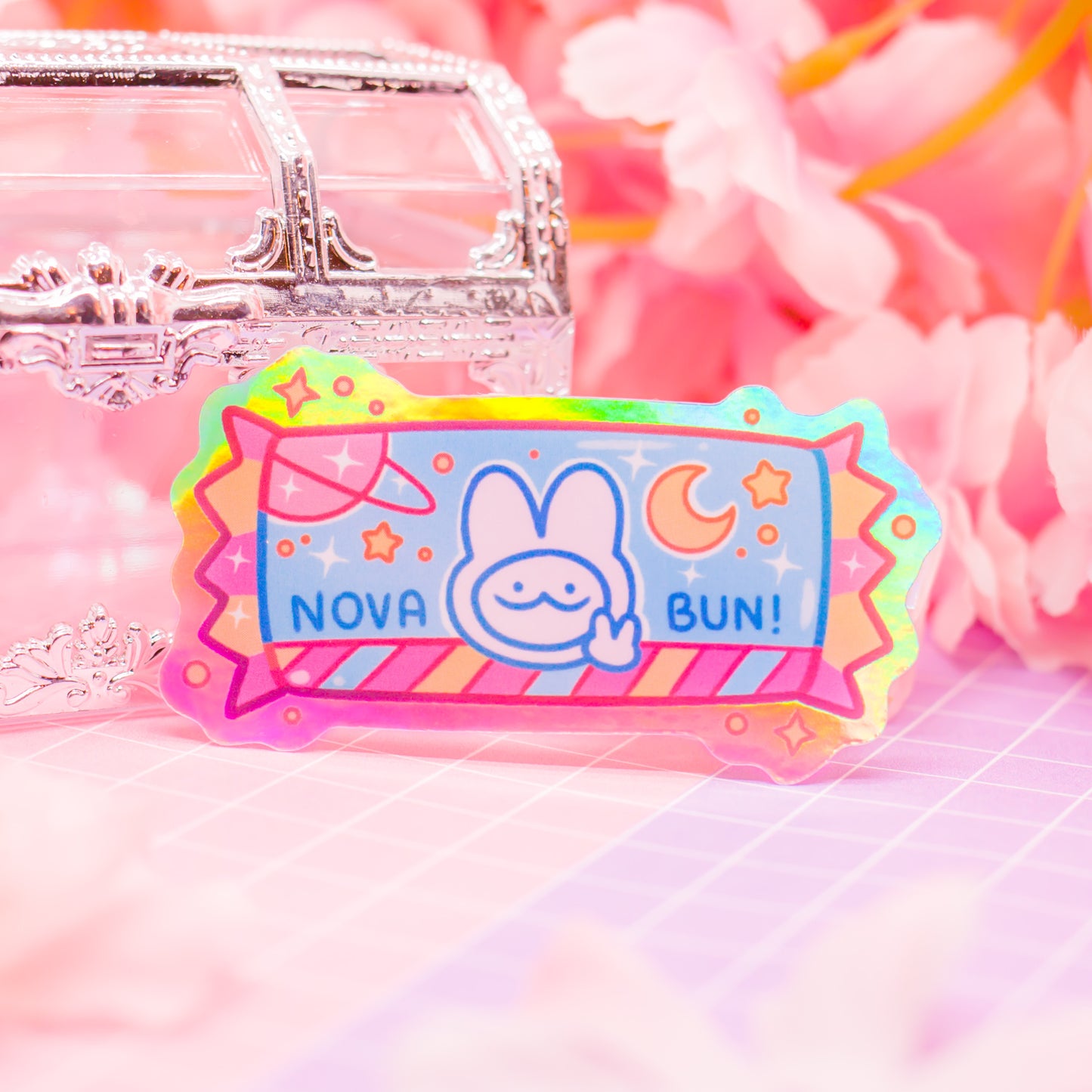 Cosmic Snacks - Bunny Candy Bar "Nova Bun" - holographic vinyl sticker