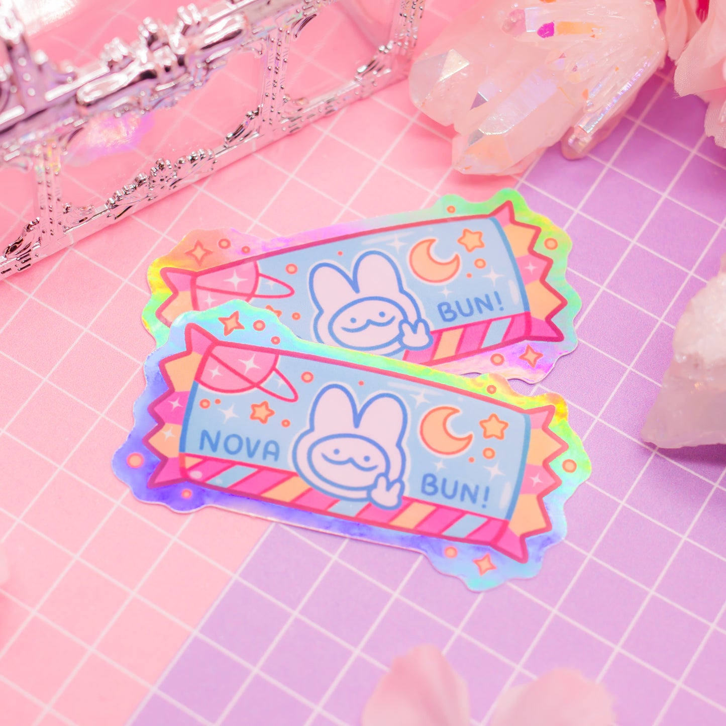 Cosmic Snacks - Bunny Candy Bar "Nova Bun" - holographic vinyl sticker