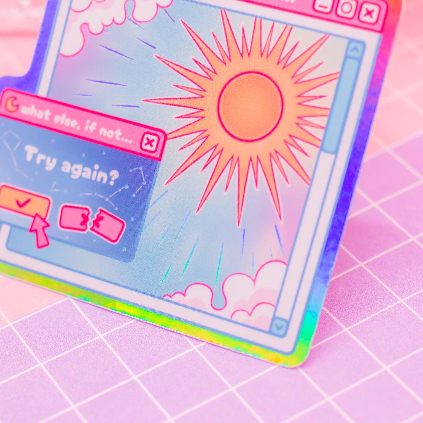 Cosmic Computer - Hopepunk Sunshine - holographic vinyl sticker