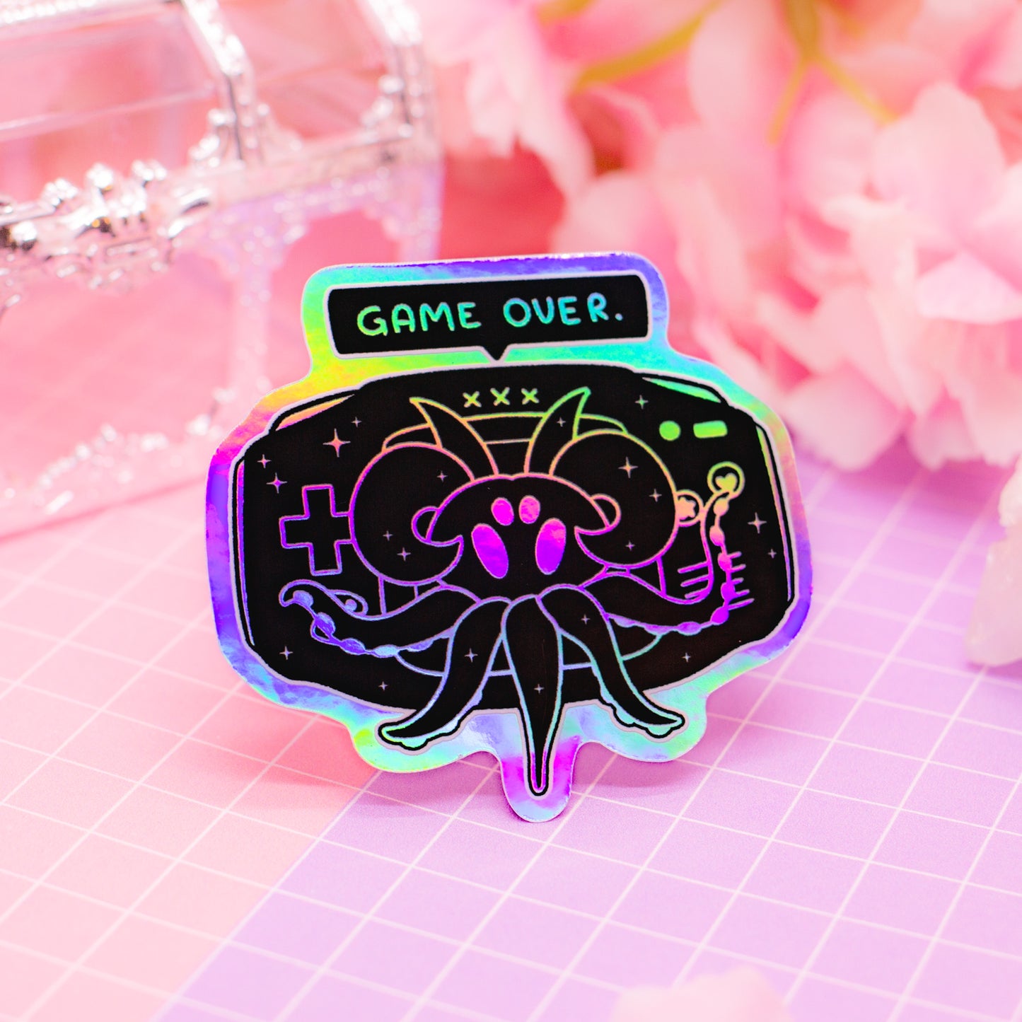 Haunted GBA Cthulhu - holographic vinyl sticker