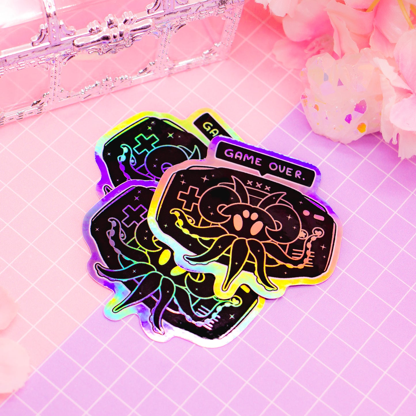 Haunted GBA Cthulhu - holographic vinyl sticker
