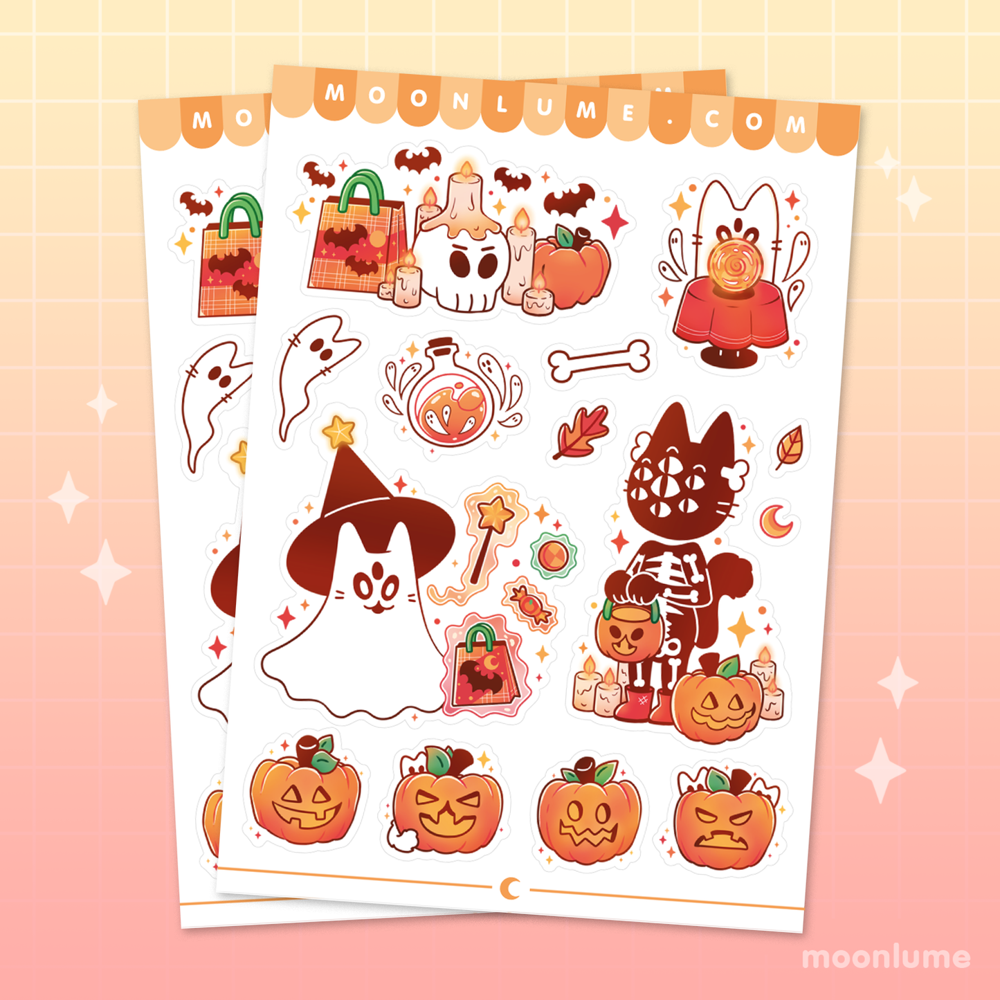 Halloween sticker sheet set - Spooky Town - matte vinyl sticker sheets