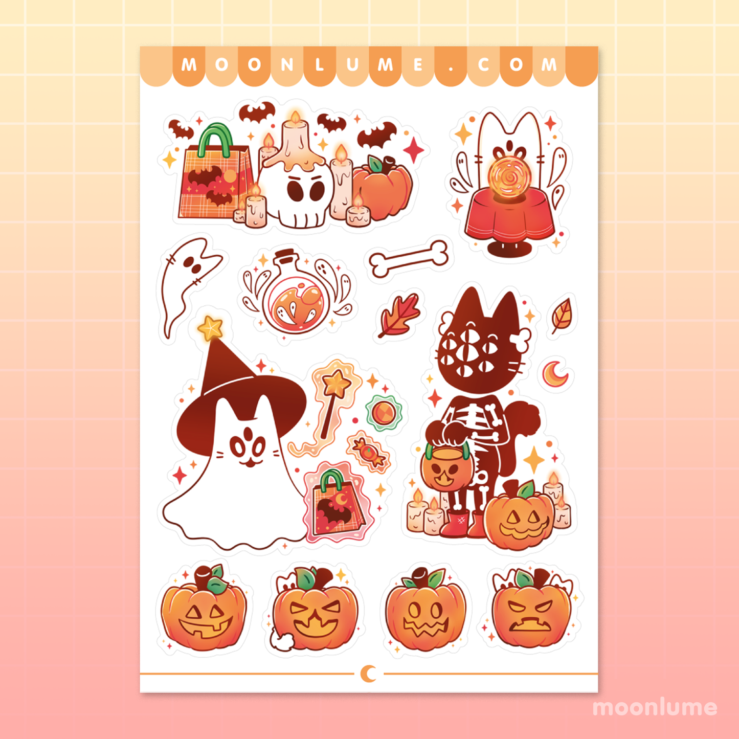Halloween sticker sheet set - Spooky Town - matte vinyl sticker sheets