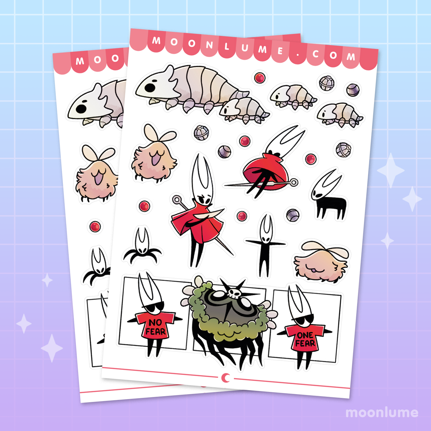 Hollow Knight Silksong - matte vinyl sticker sheet - Hornet and friends