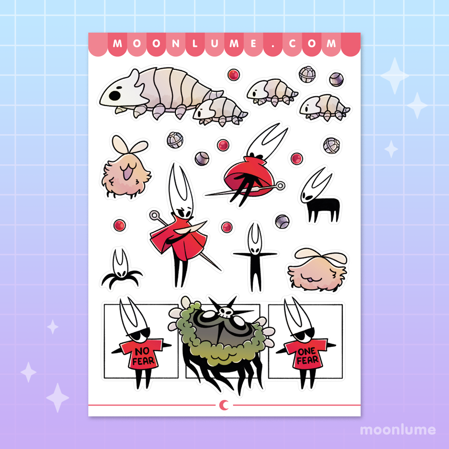 Hollow Knight Silksong - matte vinyl sticker sheet - Hornet and friends