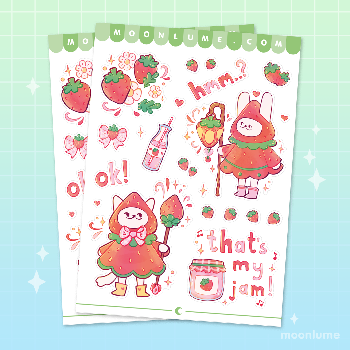 Magical Strawberry Friends - matte vinyl sticker sheet