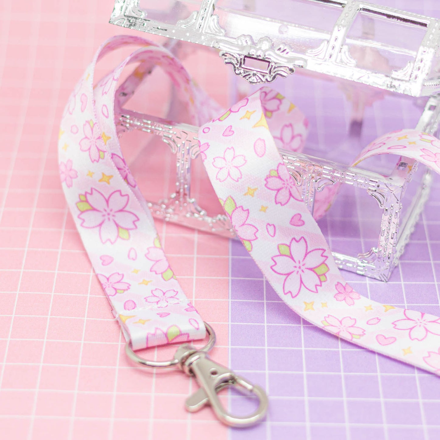 Sakura Season - pastel pink lanyard with lobster clasp