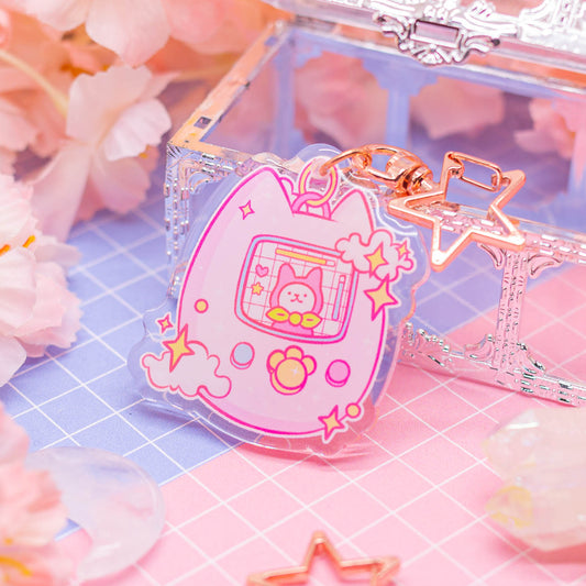 Retro Dreams - CaTamagotchi acrylic charm / keychain