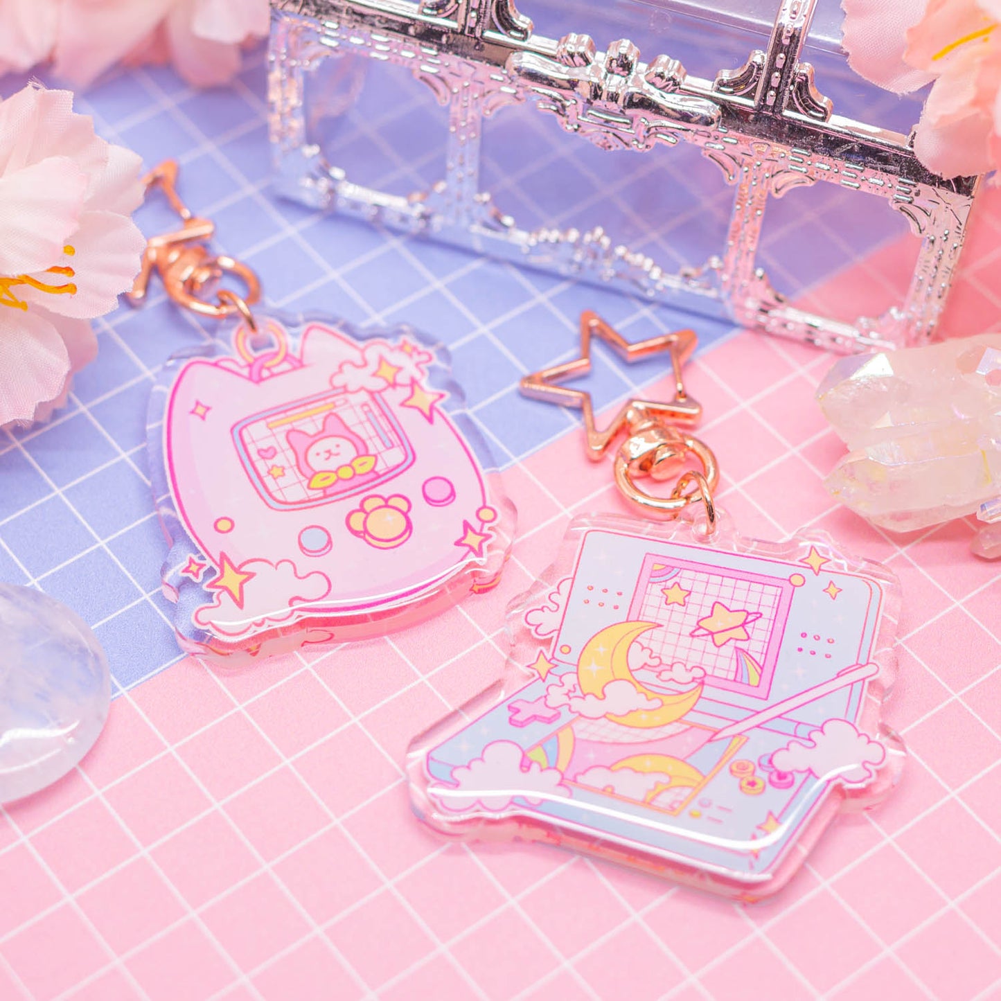 Retro Dreams - CaTamagotchi acrylic charm / keychain