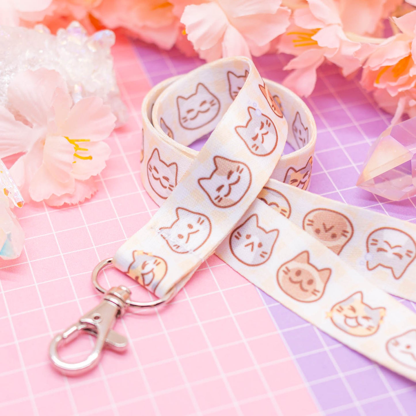Cats, cats, cats! - kitty themed lanyard with lobster clasp