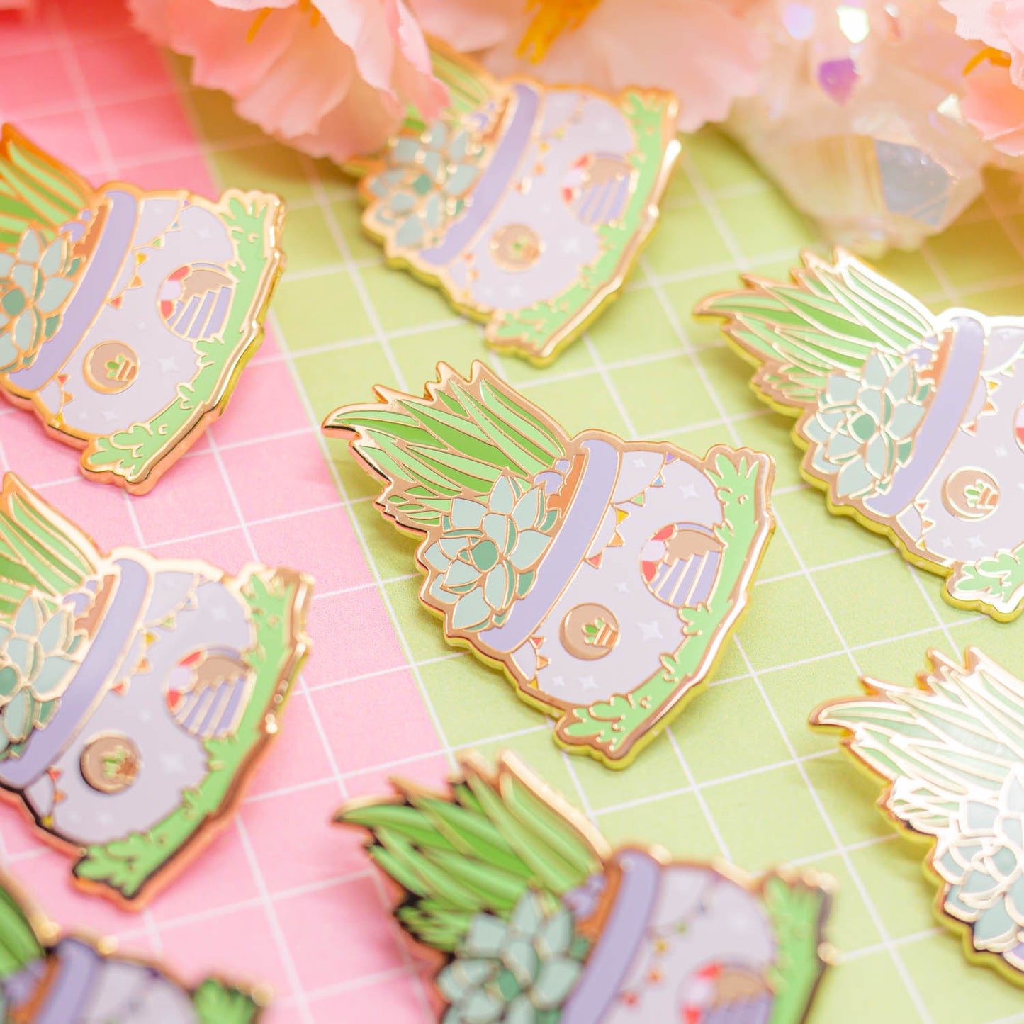 Tiny Garden - succulent garden pot house enamel pin
