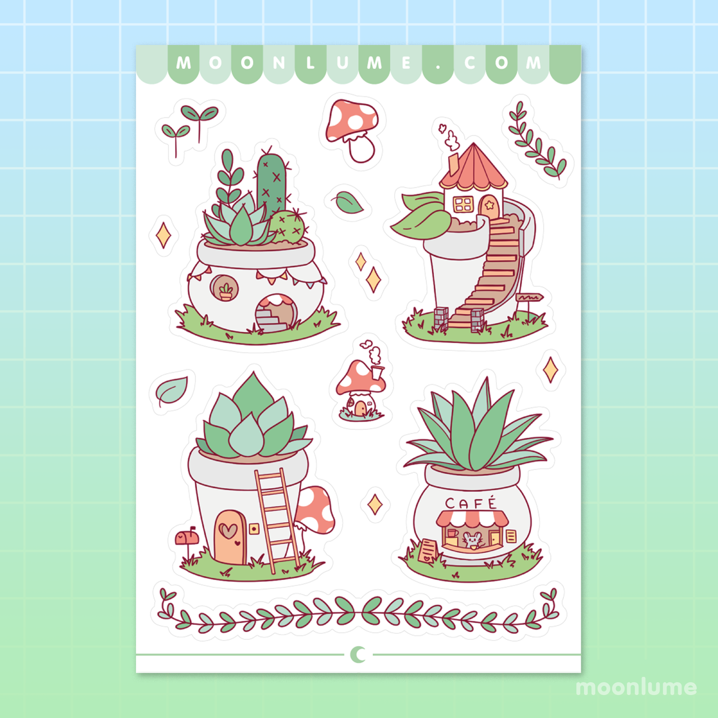Cozy Garden - matte vinyl sticker sheet