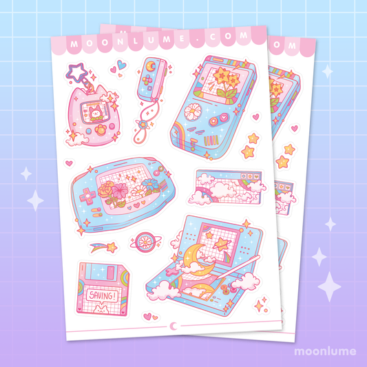 Dreamy Retro Consoles - matte vinyl sticker sheet