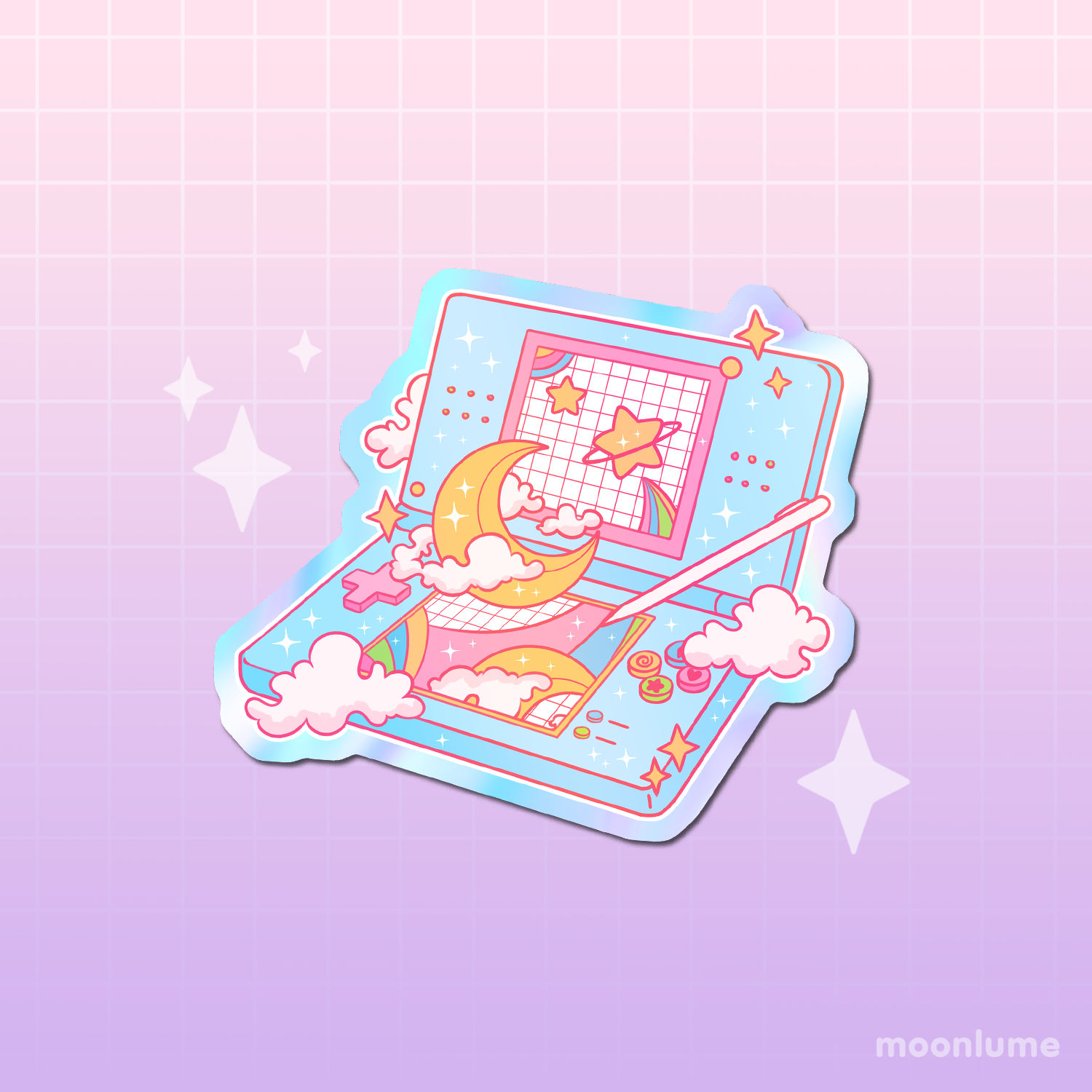 NEW Mini 1.25 Holographic Moon Stickers everything Will Be Ok Cute