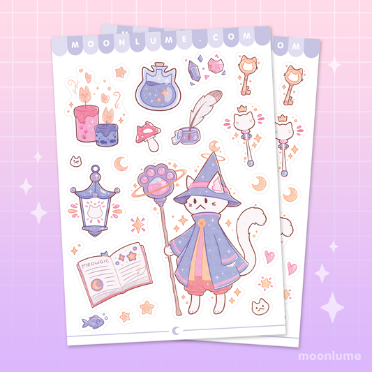 Cat Wizard - matte vinyl sticker sheet