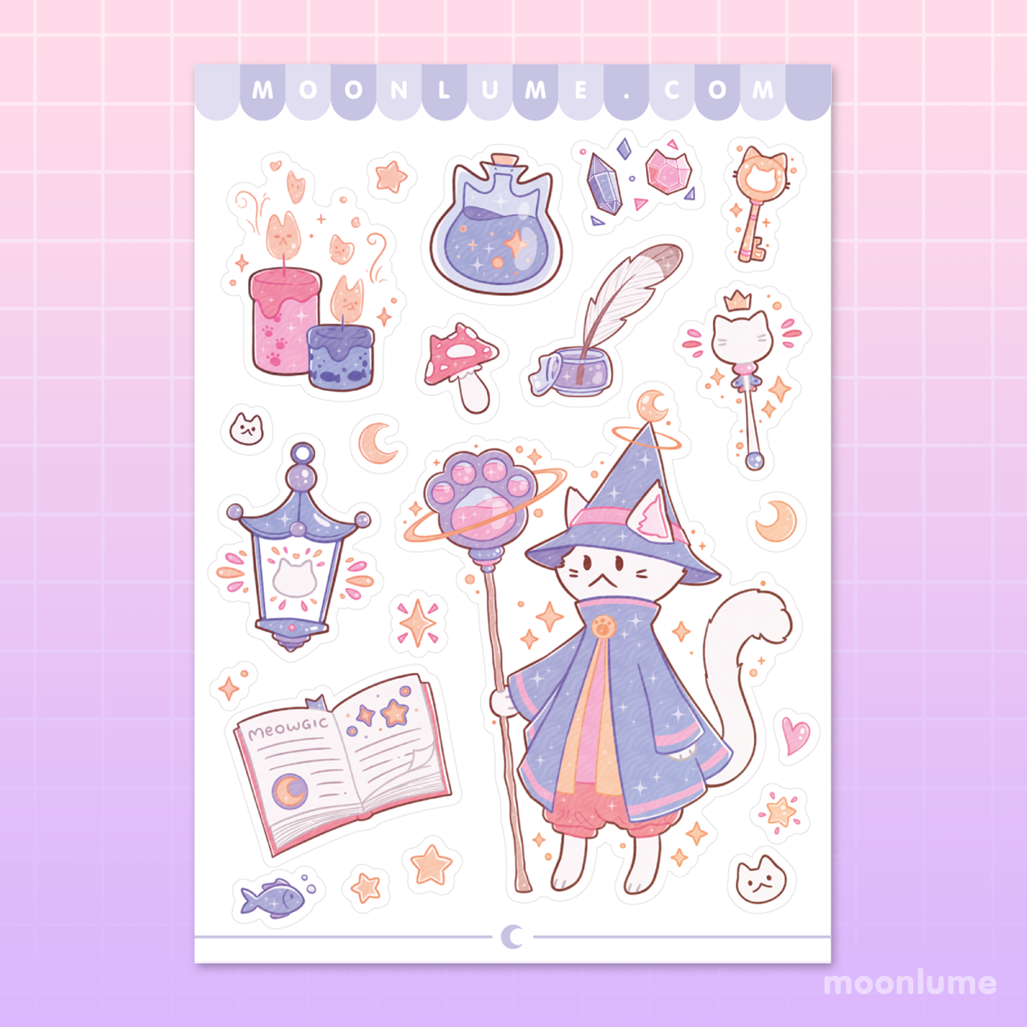 Cat Wizard - matte vinyl sticker sheet