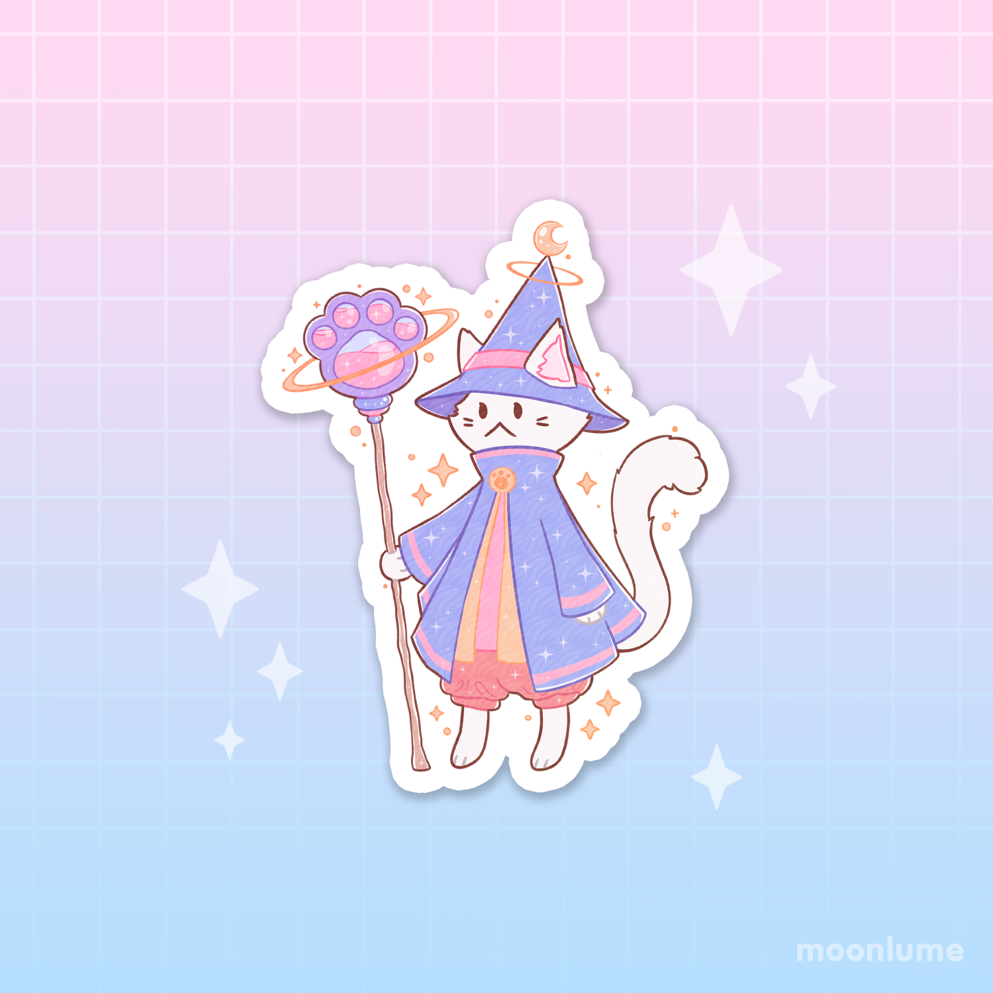 Cat Wizard - matte vinyl sticker