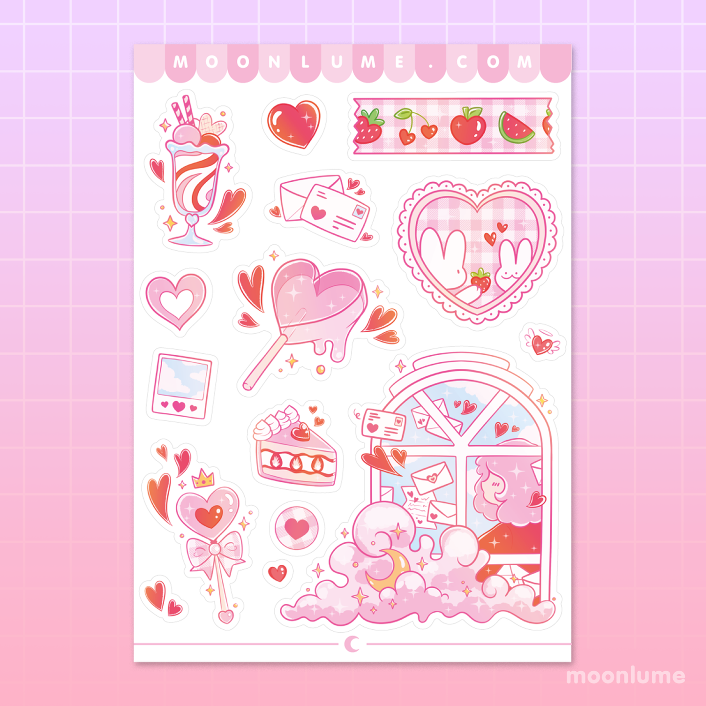 Lovecore & Hearts - matte vinyl sticker sheet