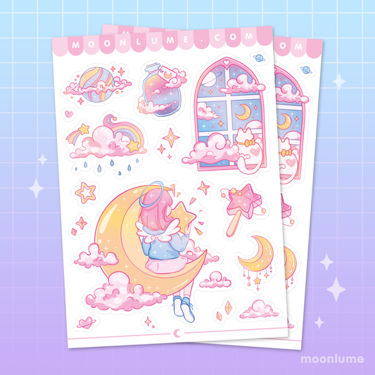 Pastel Dreams & Moon Girl - matte vinyl sticker sheet