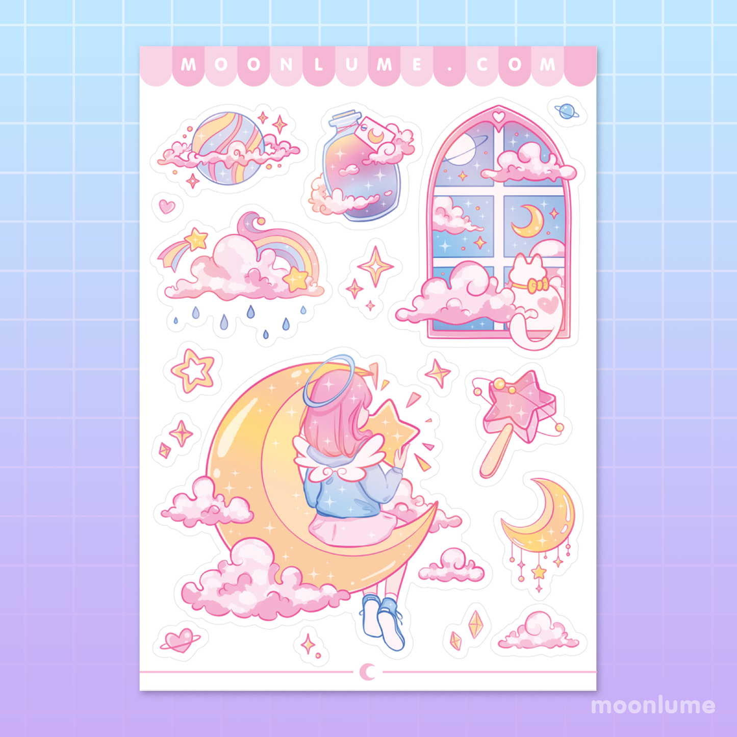 Pastel Dreams & Moon Girl - matte vinyl sticker sheet