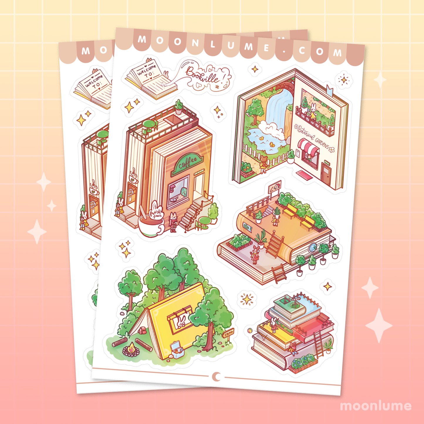 Bookville, Town of Books - matte vinyl sticker sheet