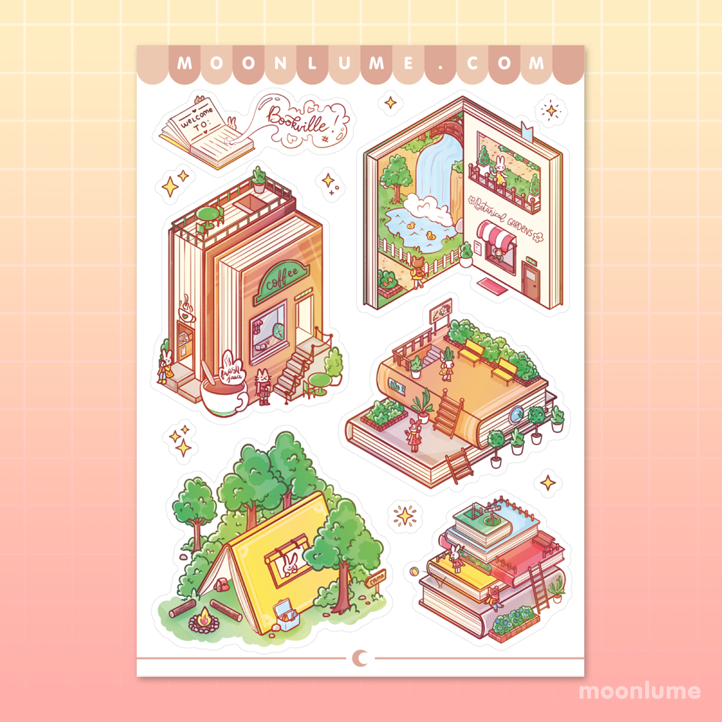Bookville, Town of Books - matte vinyl sticker sheet